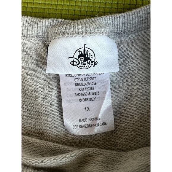 Disney Parks Womens 1X Grey Embroidered Disneyland and Mickey Crop Pullover NWOT - Picture 5 of 10